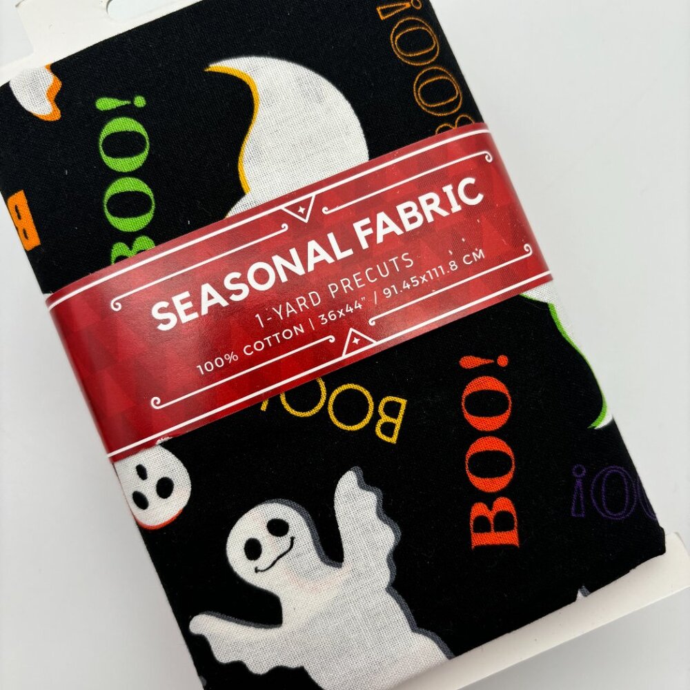 Seasonal Fabric 1-Yard 100% Cotton Precuts, Ghosts Pattern, 36x44" NEW